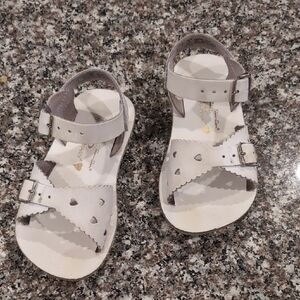 White Saltwater Sandals for Girls, Size 8